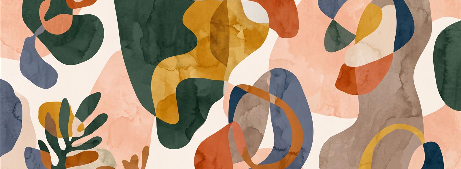 Tan And Neutral Abstract Forms Wallpaper Mural Layered Abstract Living-room-wallpaper-murals, Peel-and-stick Finish