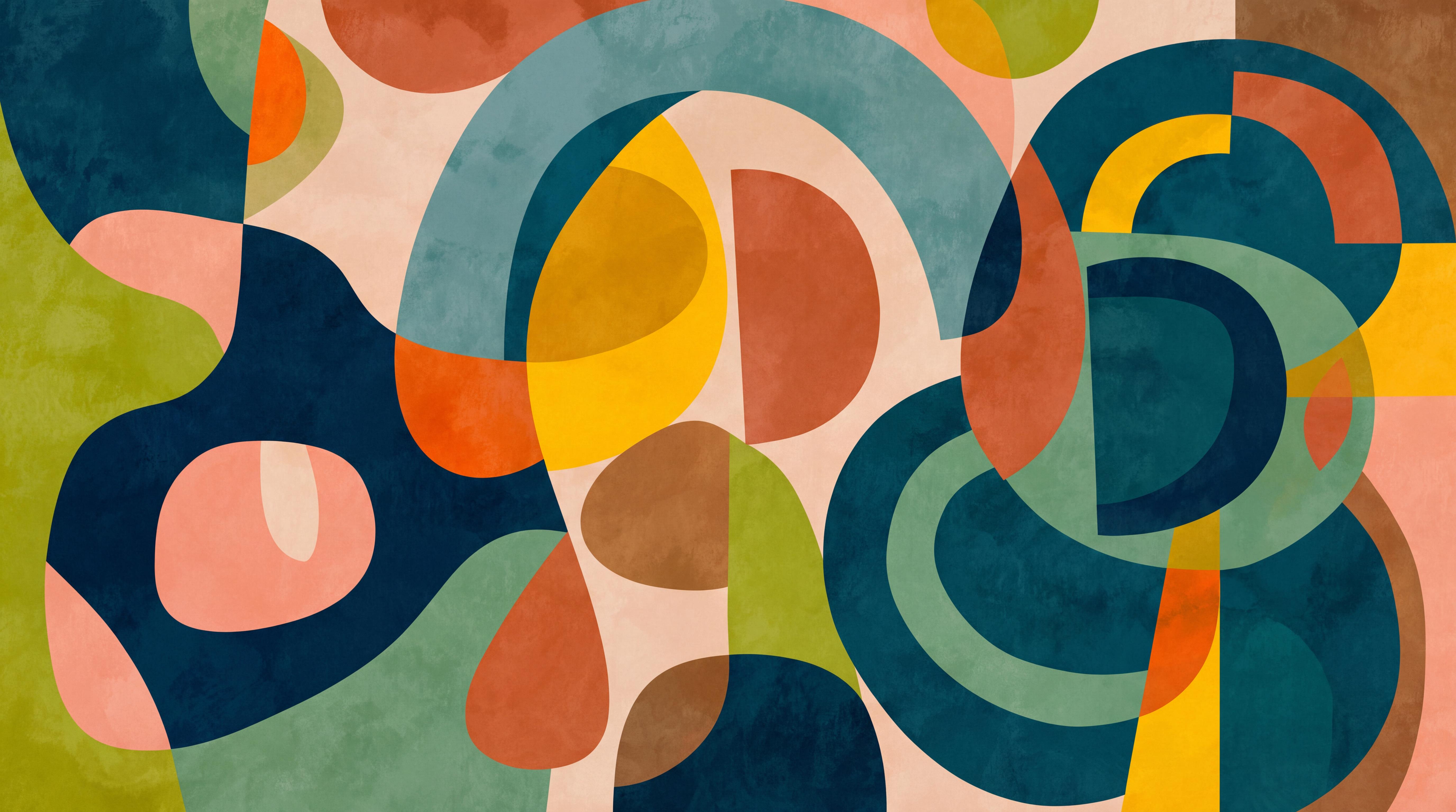 Tan And Neutral Abstract Forms Wallpaper Decorative Wallpaper Mural, Peel-and-stick Finish
