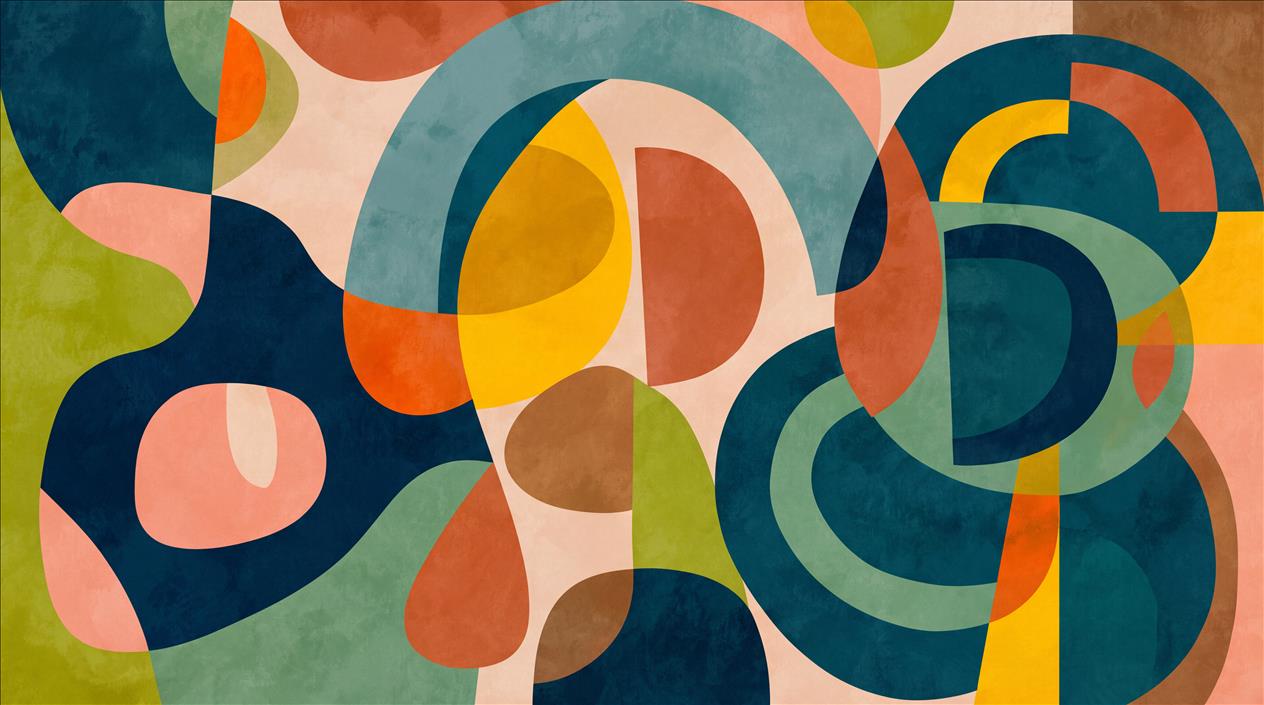 Tan And Neutral Abstract Forms Wallpaper Decorative Wallpaper Mural Accent-wall-wallpaper-murals, Peel-and-stick Finish