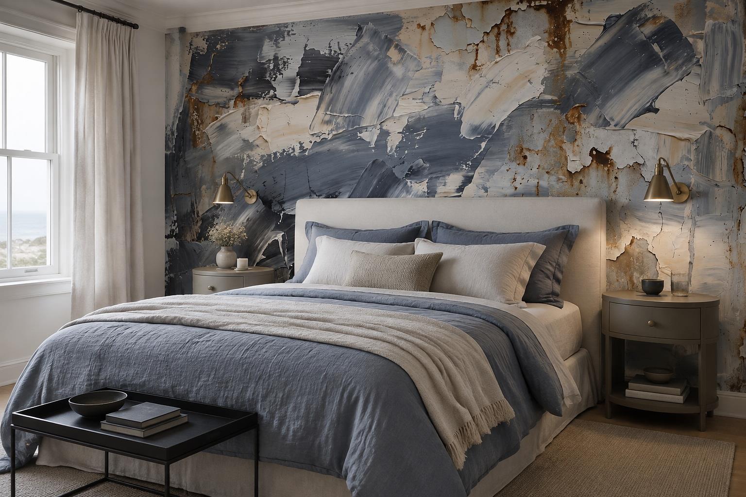 Tan And Neutral Abstract Forms Wallpaper Painterly Wallpaper Mural Bedroom-wallpaper-murals, Peel-and-stick Finish