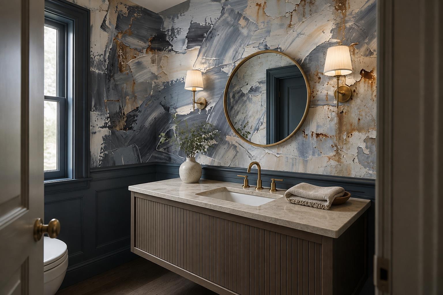 Tan And Neutral Abstract Forms Wallpaper Painterly Wallpaper Mural Accent-wall-wallpaper-murals, Peel-and-stick Finish