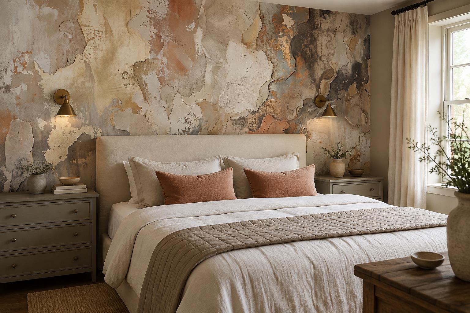 Tan And Neutral Abstract Forms Wallpaper Layered Wallpaper Mural Bedroom-wallpaper-murals, Peel-and-stick Finish