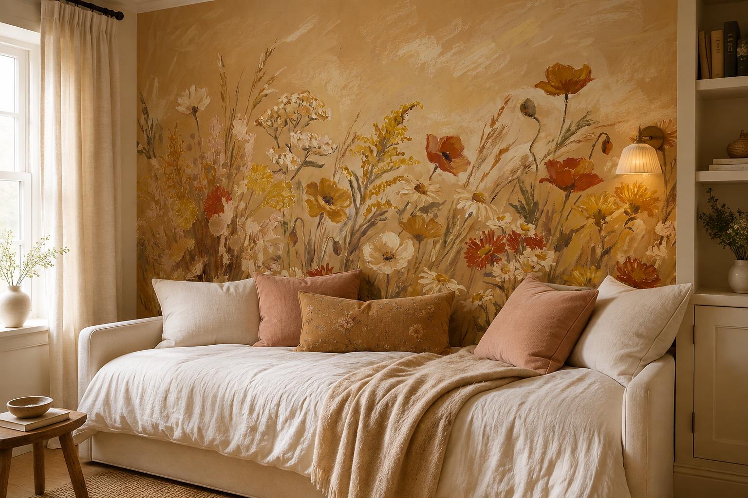 Tan And Neutral Abstract Forms Wallpaper Organic Wallpaper Mural Bedroom-wallpaper-murals, Peel-and-stick Finish