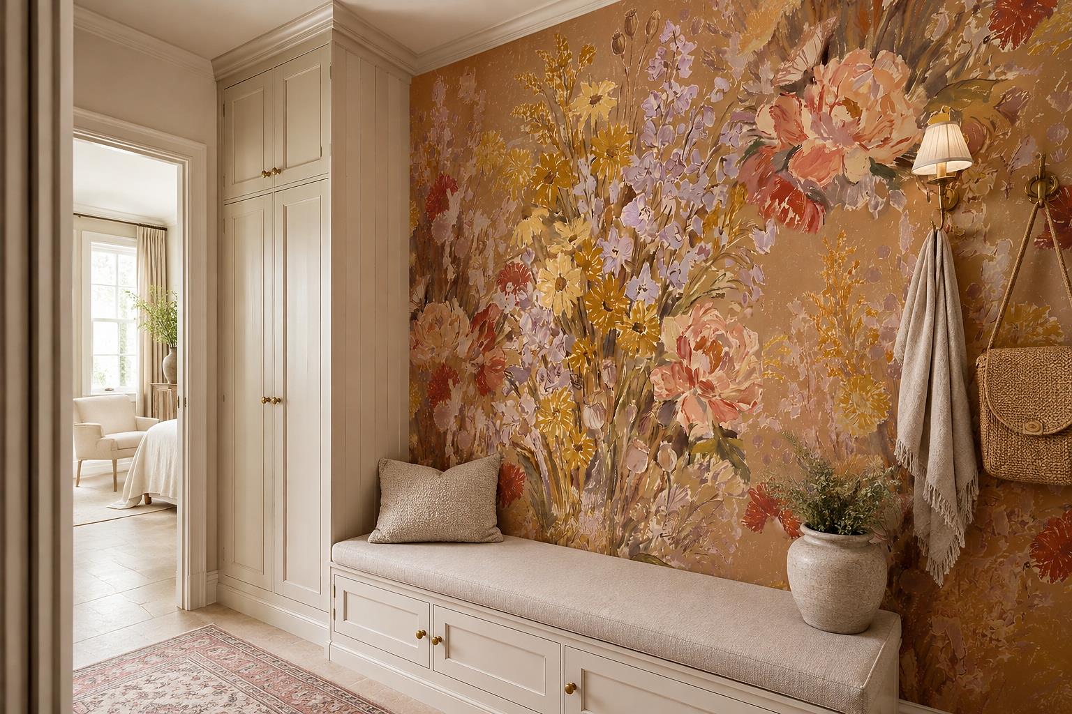 Tan And Neutral Abstract Forms Wallpaper Surface Wallpaper Mural Entryway-wallpaper-murals, Peel-and-stick Finish