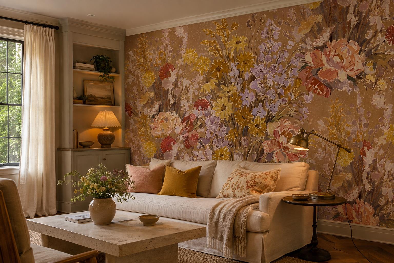 Tan And Neutral Abstract Forms Wallpaper Surface Wallpaper Mural Living-room-wallpaper-murals, Peel-and-stick Finish