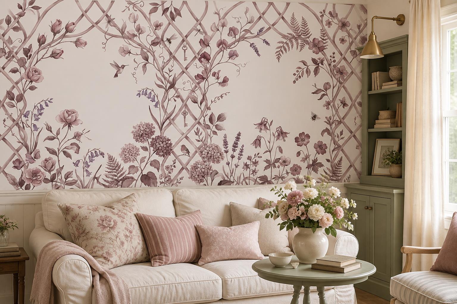 Tan And Neutral Abstract Forms Wallpaper Graphic Wallpaper Mural Living-room-wallpaper-murals, Shown In A Living Room, Peel-and-stick Finish