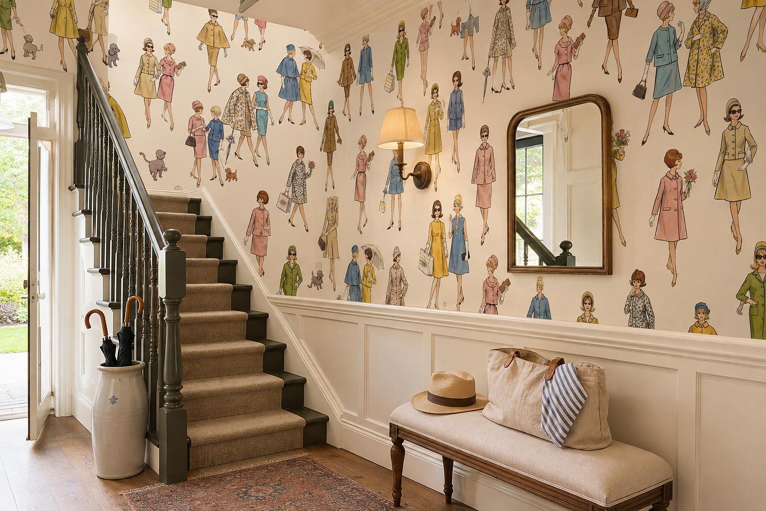 Tan And Neutral Abstract Forms Wallpaper Marks Wallpaper Mural Entryway-wallpaper-murals, Peel-and-stick Finish