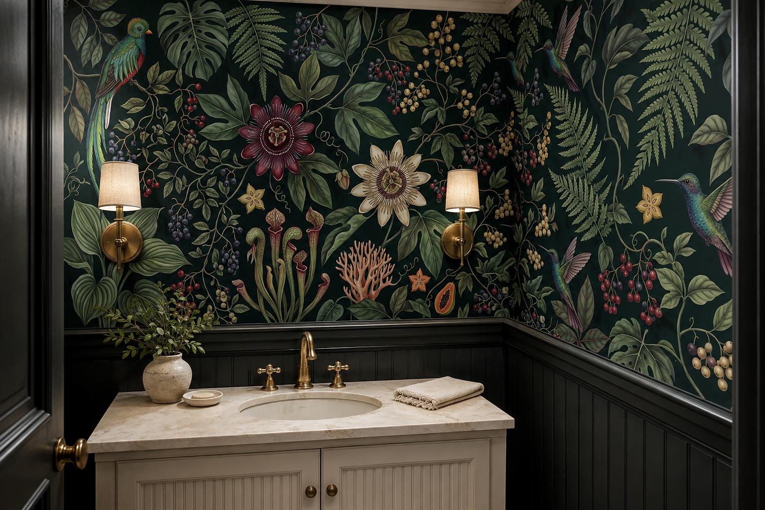 Tan And Neutral Abstract Forms Hand Painted Wallpaper Mural Accent-wall-wallpaper-murals, Peel-and-stick Finish