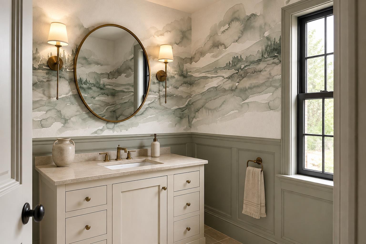 Tan And Neutral Abstract Forms Wallpaper Detail Wallpaper Mural Accent-wall-wallpaper-murals, Peel-and-stick Finish