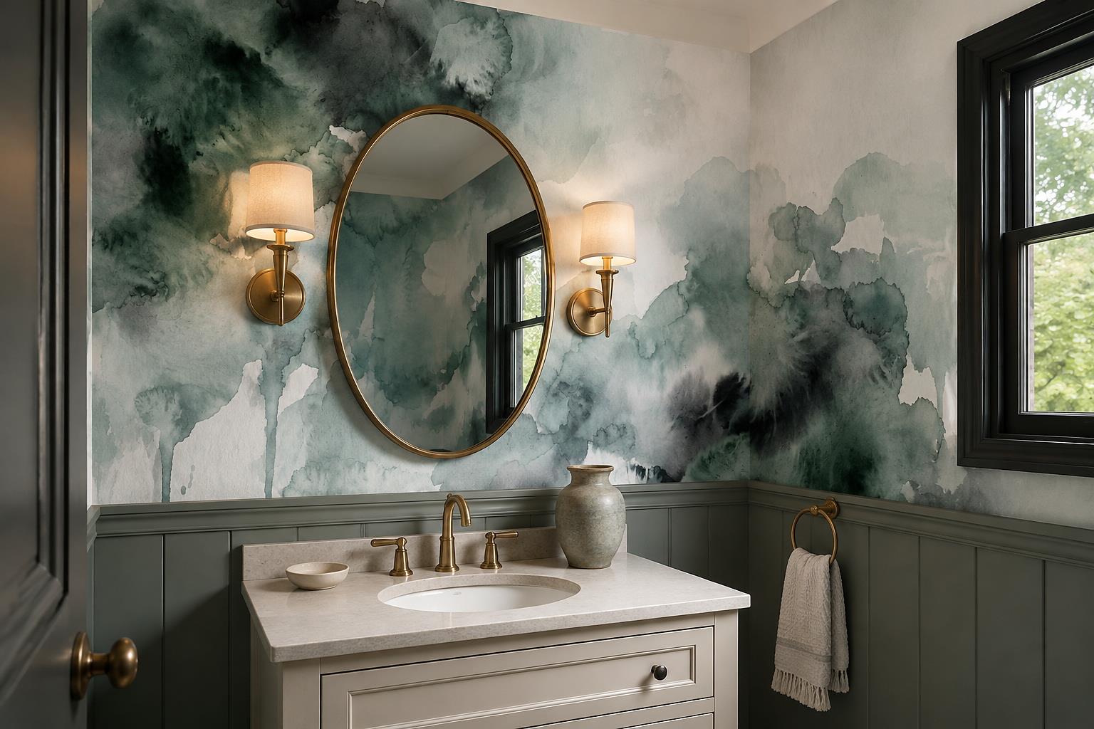 Tan And Neutral Abstract Forms Wallpaper Quiet Wallpaper Mural Accent-wall-wallpaper-murals, Peel-and-stick Finish