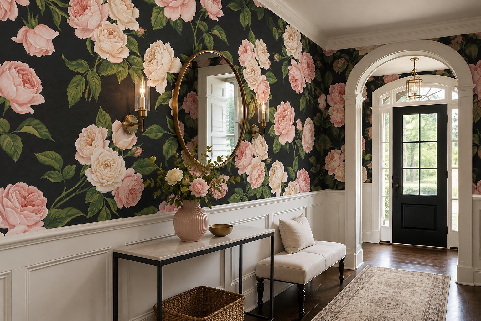 Tan And Neutral Abstract Forms Wallpaper Expressive Wallpaper Mural Entryway-wallpaper-murals, Peel-and-stick Finish