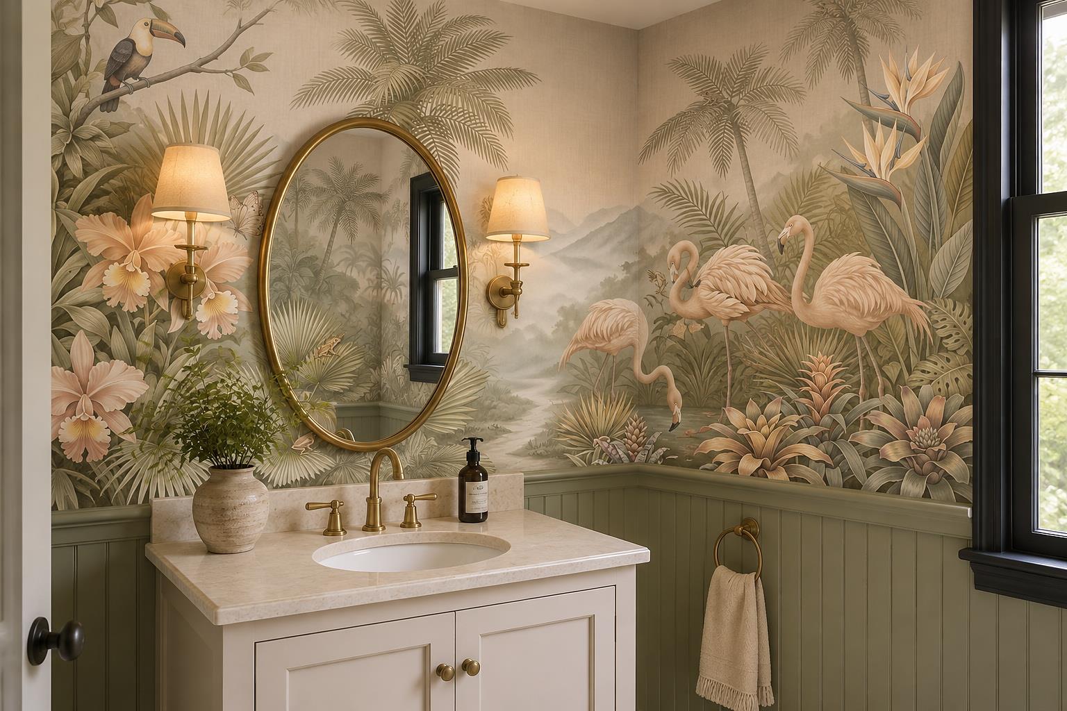 Tan And Neutral Abstract Forms Wallpaper Balanced Wallpaper Mural Accent-wall-wallpaper-murals, Peel-and-stick Finish