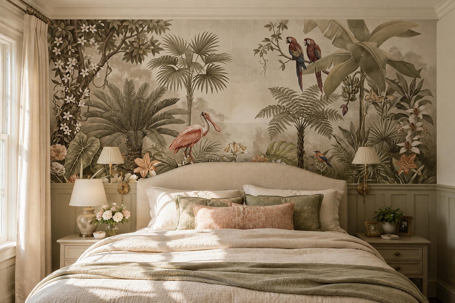 Tan And Neutral Abstract Forms Wallpaper Gentle Wallpaper Mural Bedroom-wallpaper-murals, Peel-and-stick Finish