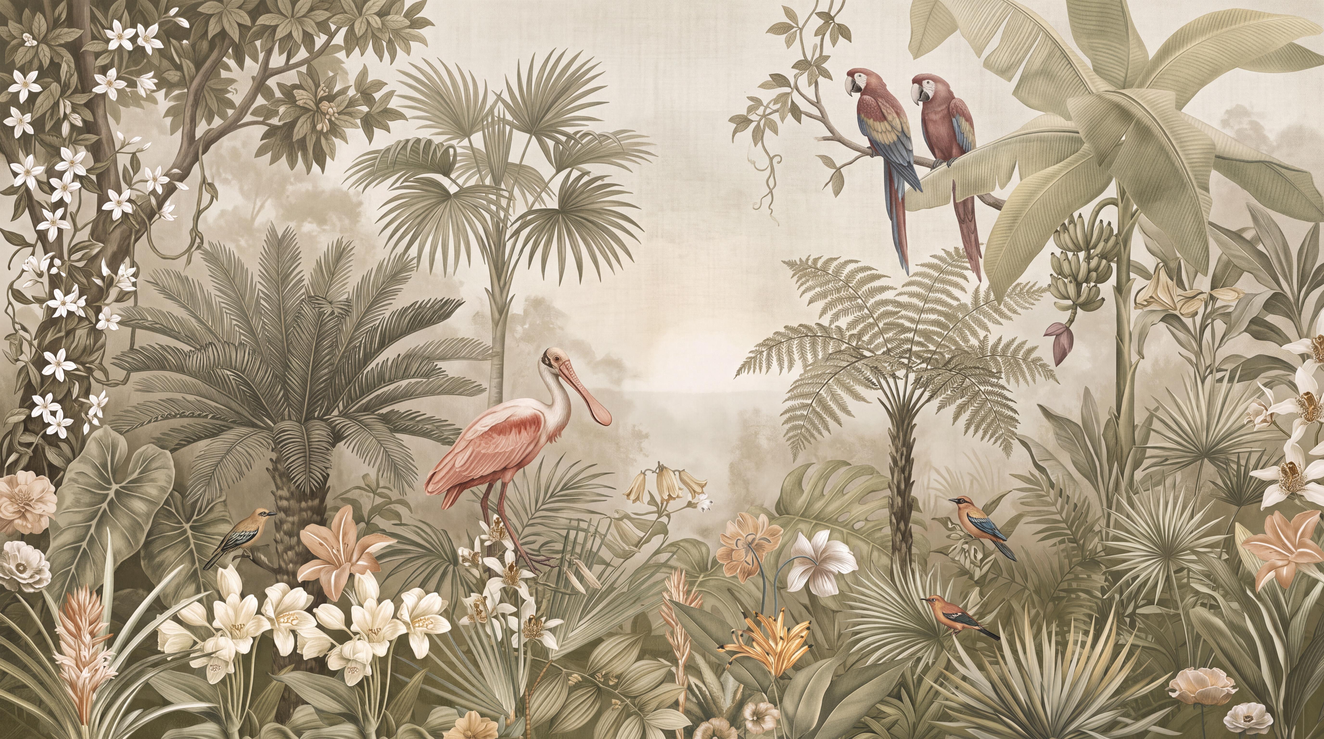Tan And Neutral Abstract Forms Wallpaper Gentle Wallpaper Mural, Peel-and-stick Finish