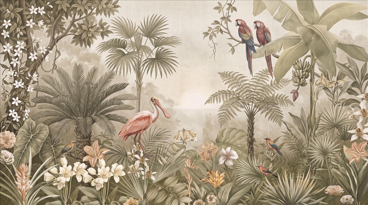 Tan And Neutral Abstract Forms Wallpaper Gentle Wallpaper Mural Accent-wall-wallpaper-murals, Peel-and-stick Finish
