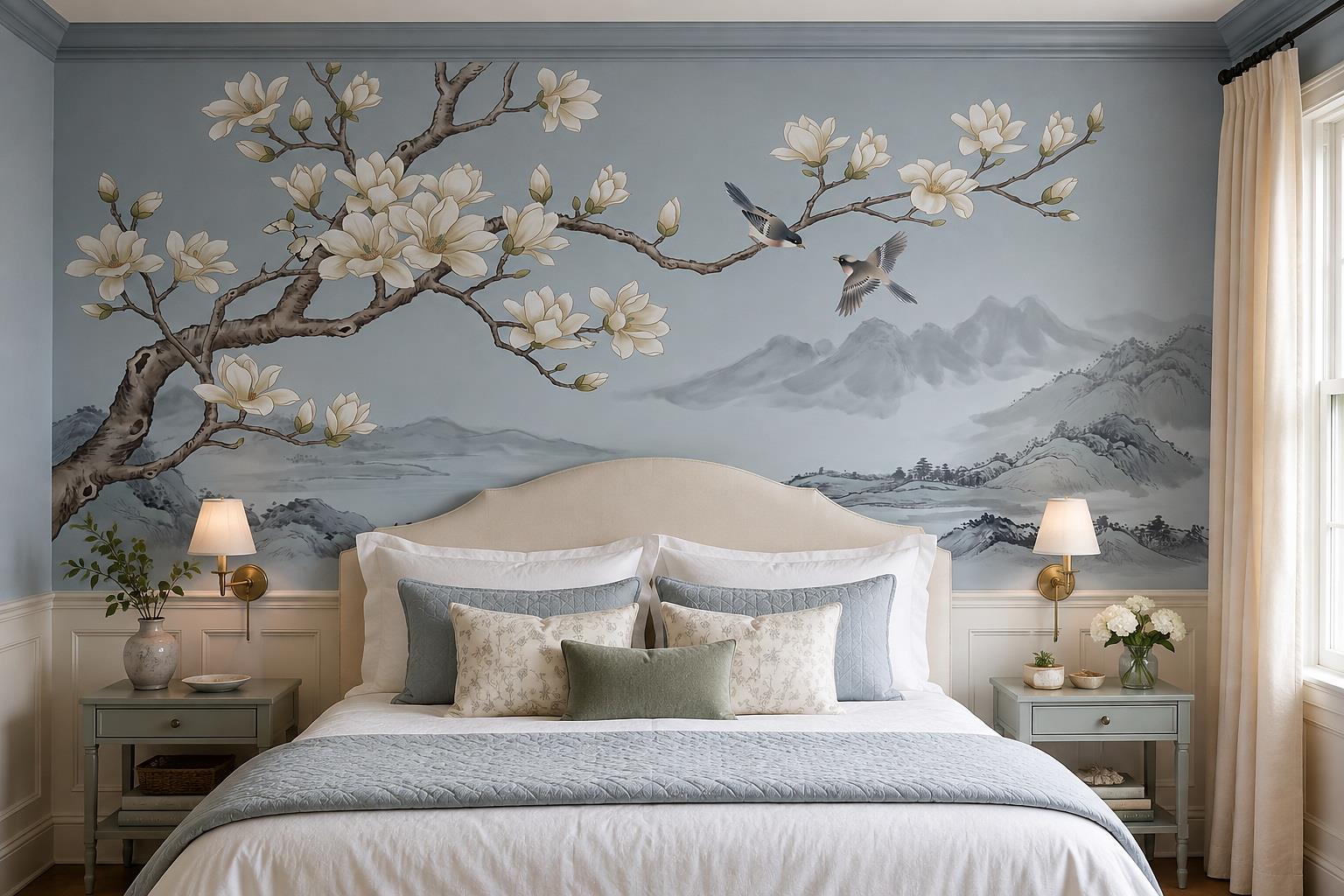 Tan And Neutral Abstract Forms Painterly Layered Wallpaper Mural Bedroom-wallpaper-murals, Peel-and-stick Finish