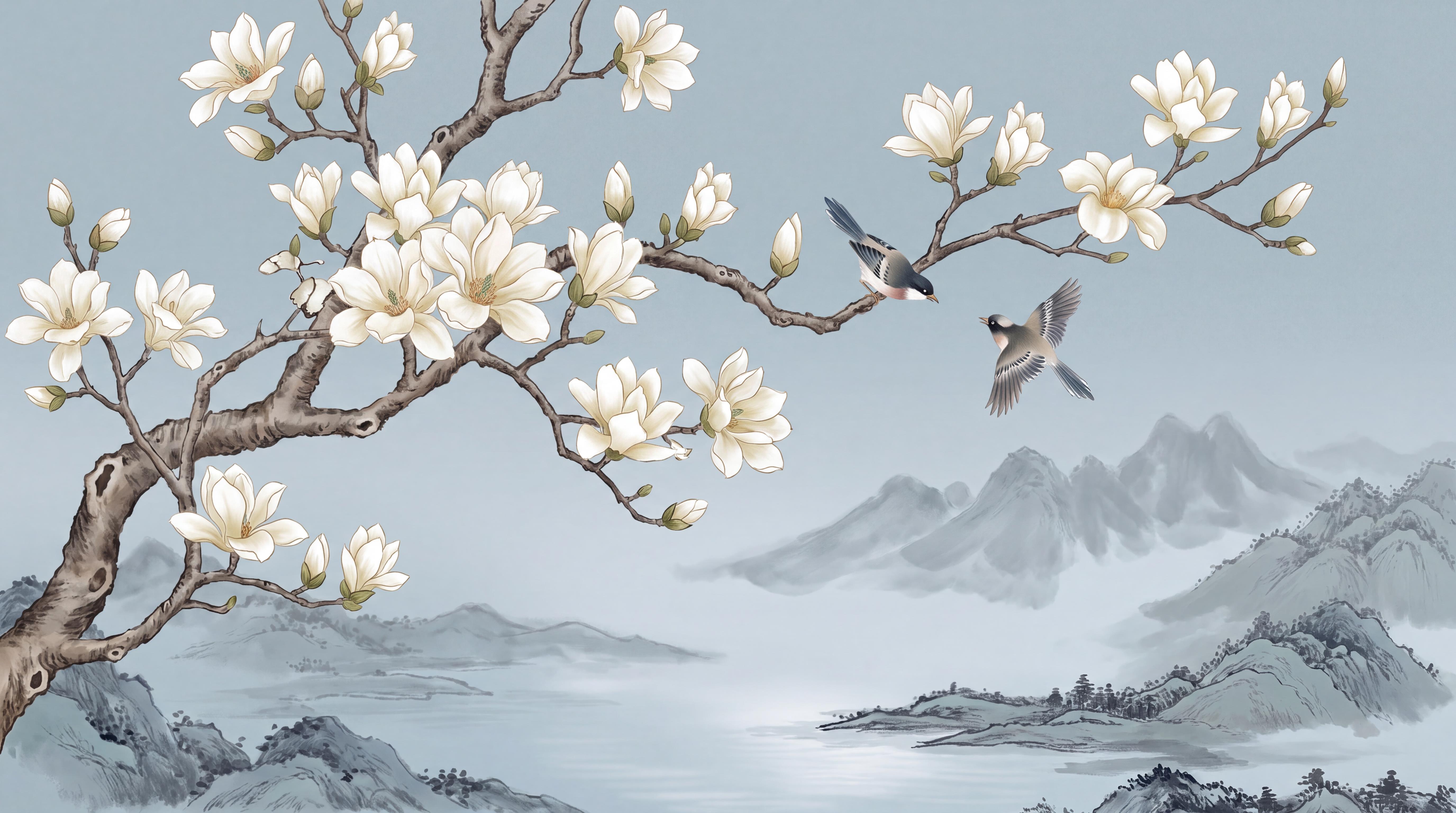 Tan And Neutral Abstract Forms Painterly Layered Wallpaper Mural, Peel-and-stick Finish