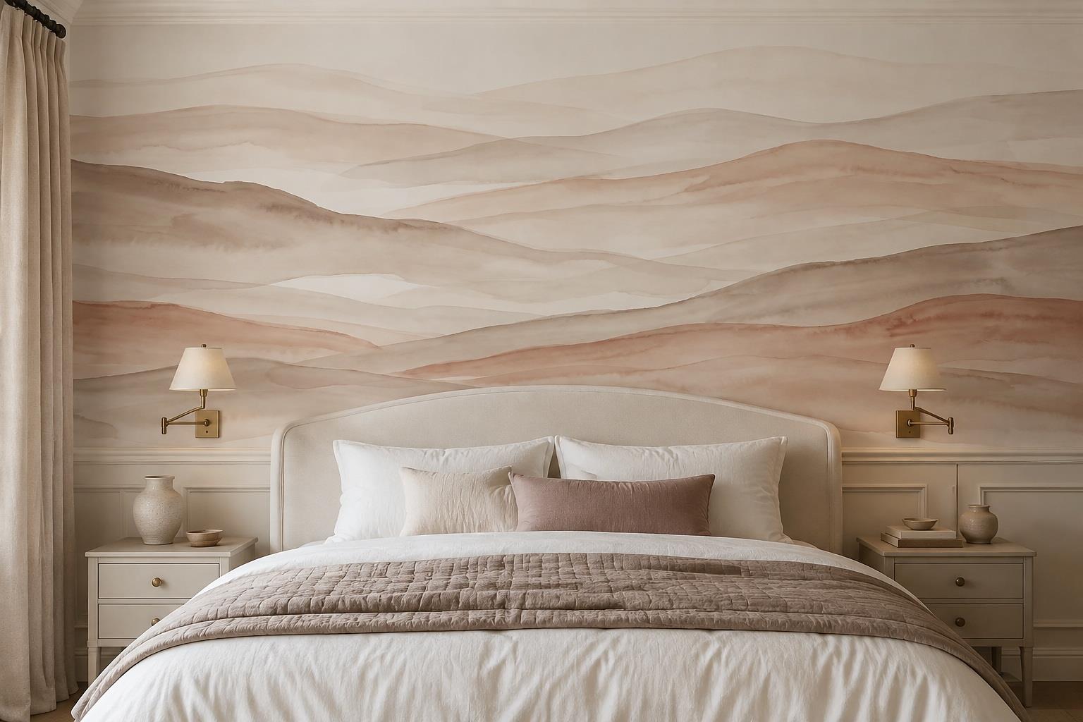 Tan And Neutral Abstract Forms Painterly Textured Wallpaper Mural Bedroom-wallpaper-murals, Peel-and-stick Finish
