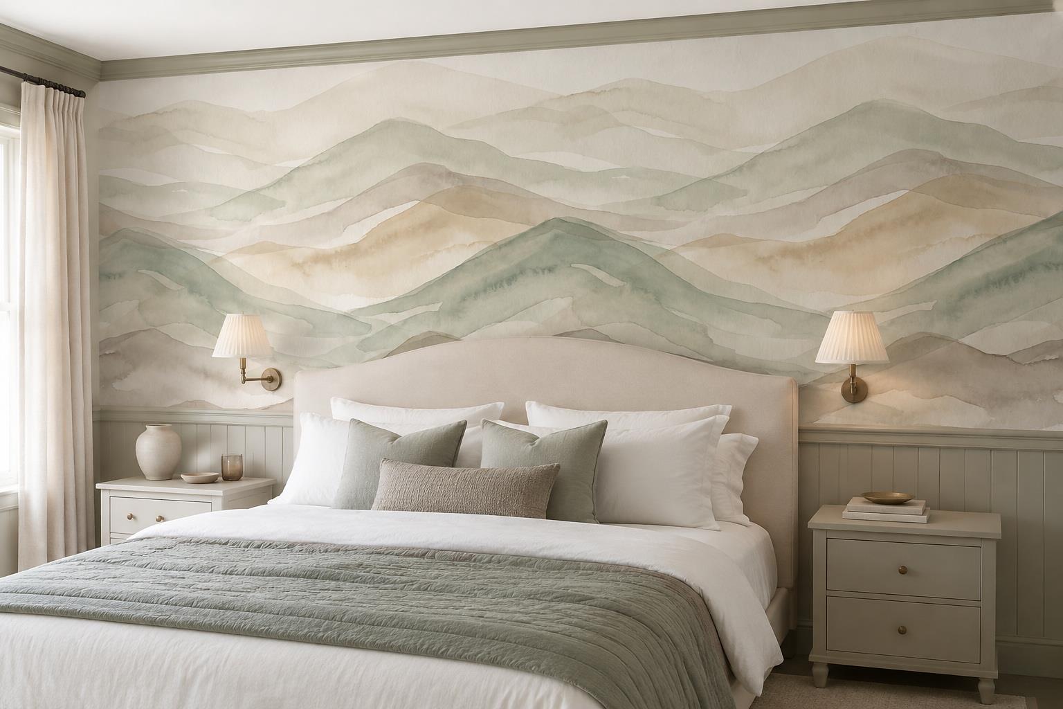 Tan And Neutral Abstract Forms Painterly Organic Wallpaper Mural Bedroom-wallpaper-murals, Peel-and-stick Finish