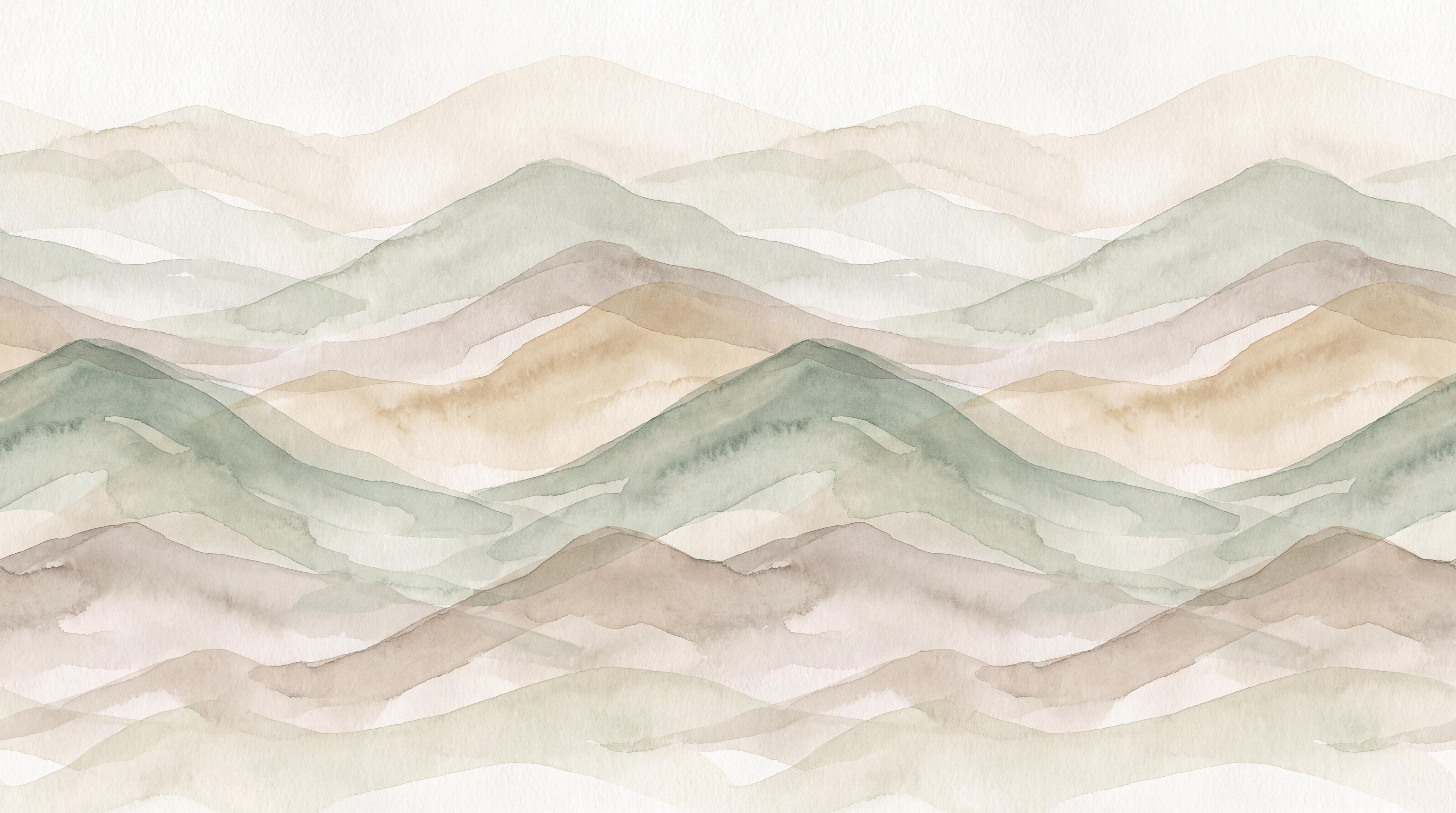 Tan And Neutral Abstract Forms Painterly Organic Wallpaper Mural, Peel-and-stick Finish