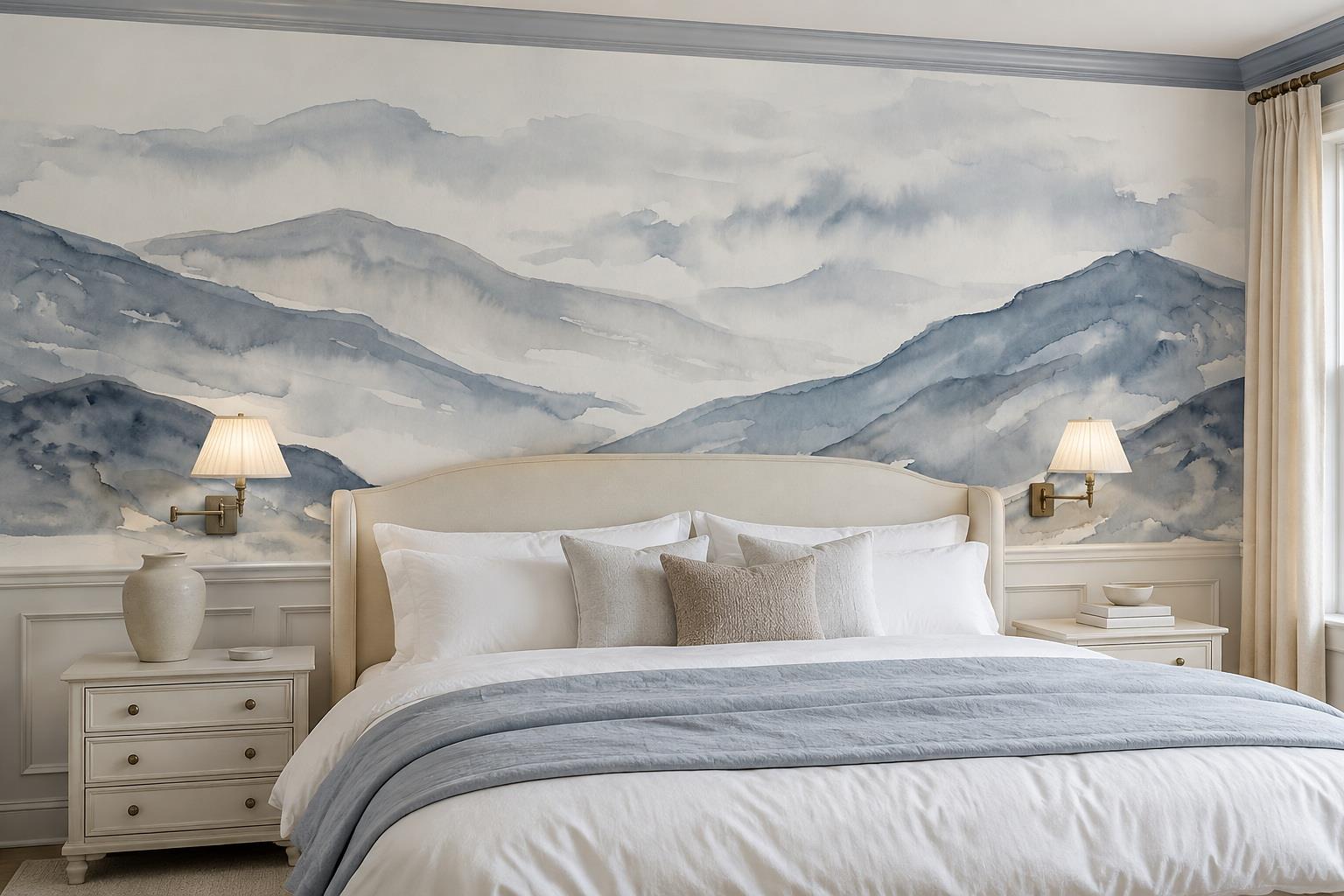 Tan And Neutral Abstract Forms Painterly Atmospheric Wallpaper Mural Bedroom-wallpaper-murals, Peel-and-stick Finish
