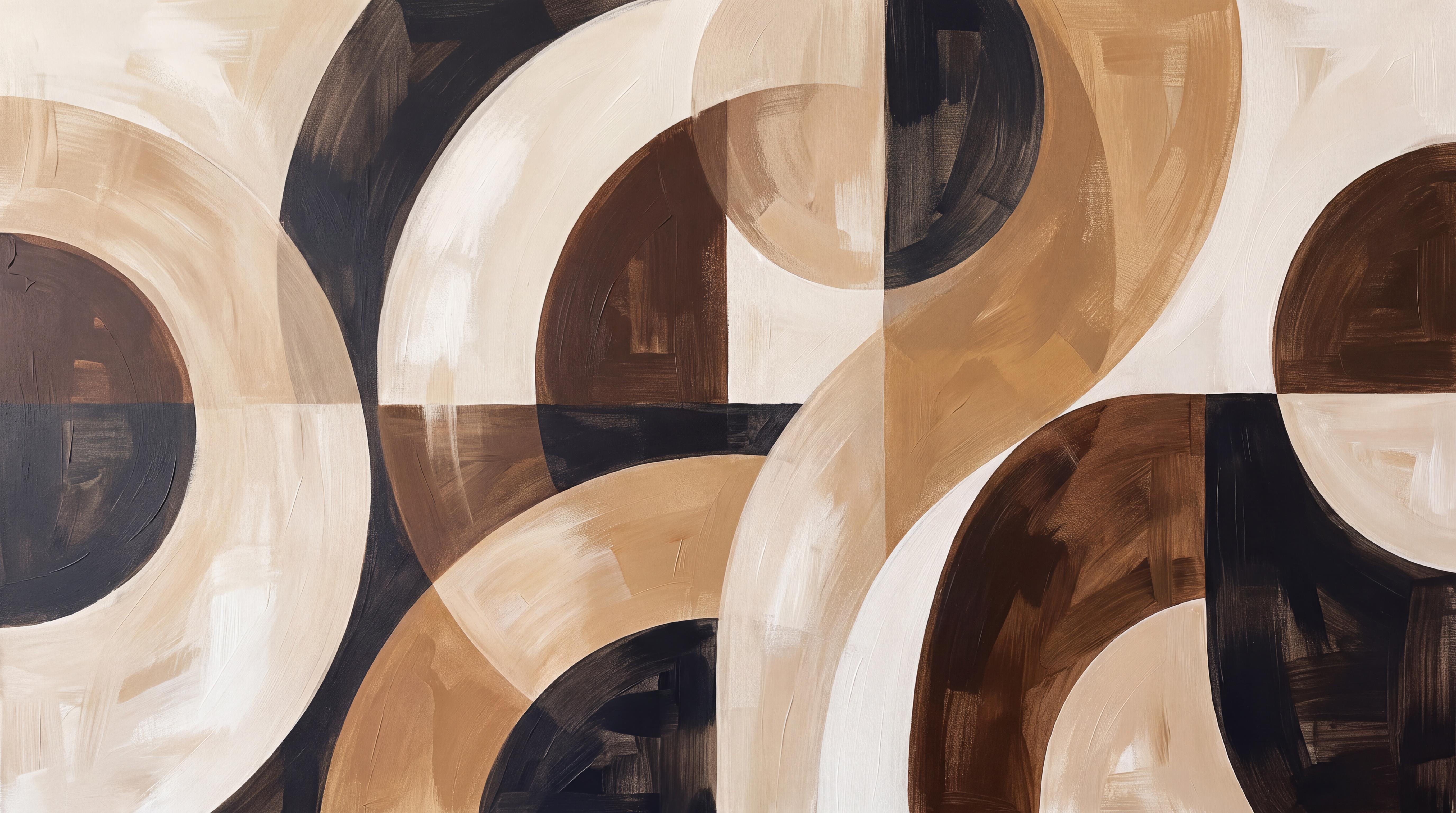 Tan And Neutral Abstract Forms Painterly Illustrated Wallpaper Mural, Peel-and-stick Finish