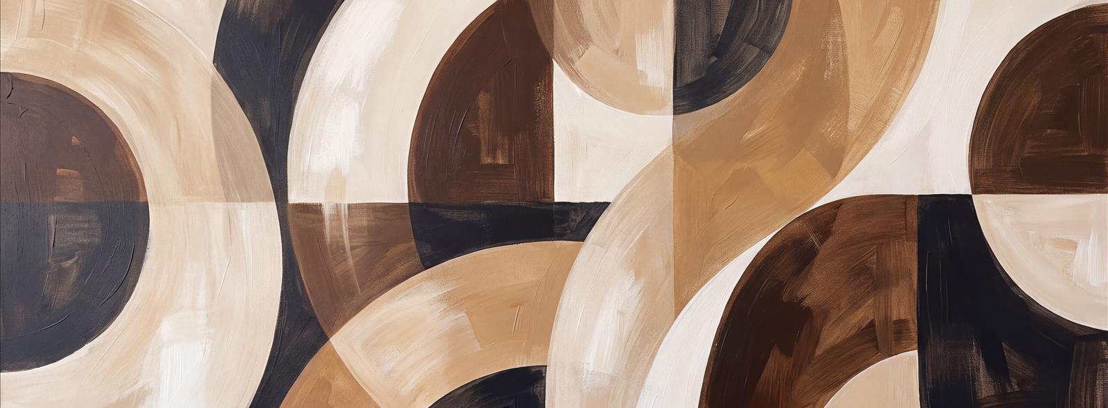 Tan And Neutral Abstract Forms Painterly Illustrated Wallpaper Mural Living-room-wallpaper-murals, Peel-and-stick Finish