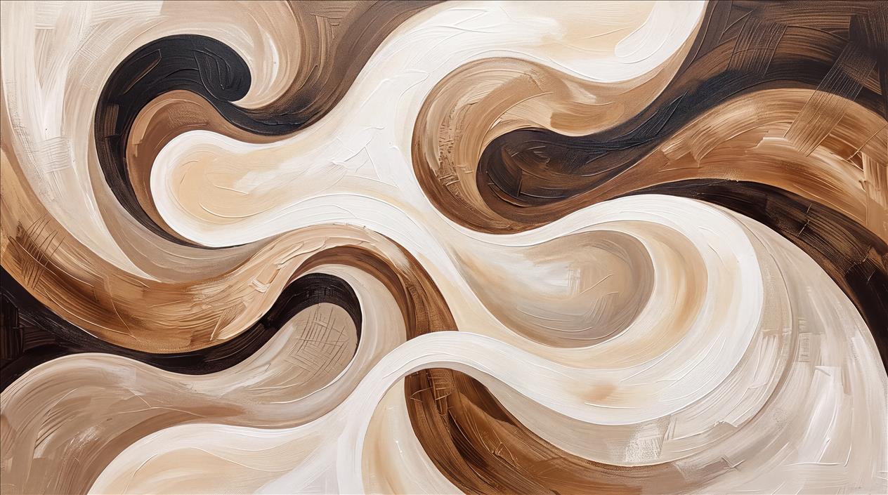 Tan And Neutral Abstract Forms Painterly Linear Wallpaper Mural Accent-wall-wallpaper-murals, Peel-and-stick Finish