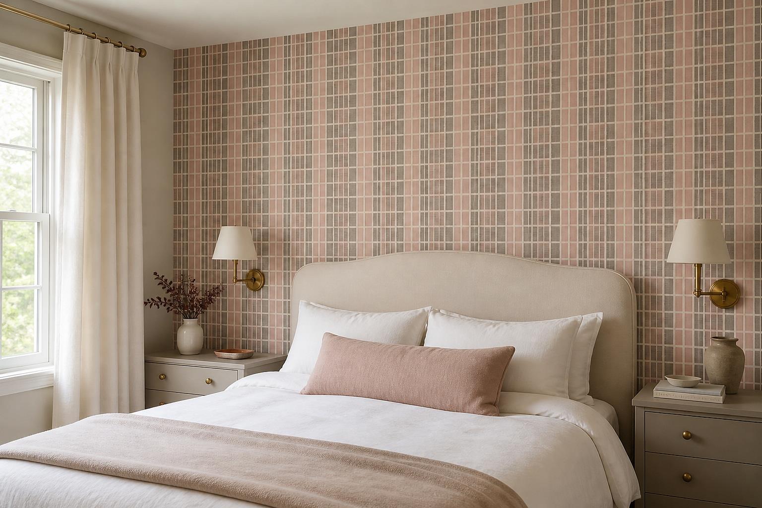 Tan And Neutral Abstract Painterly Hand Painted Wallpaper Mural Bedroom-wallpaper-murals, Peel-and-stick Finish