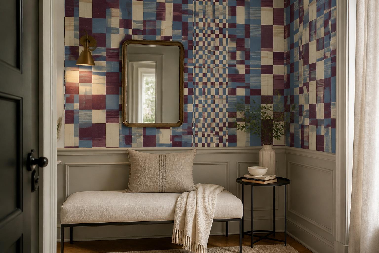 Tan And Neutral Abstract Forms Painterly Brushwork Wallpaper Mural Entryway-wallpaper-murals, Peel-and-stick Finish