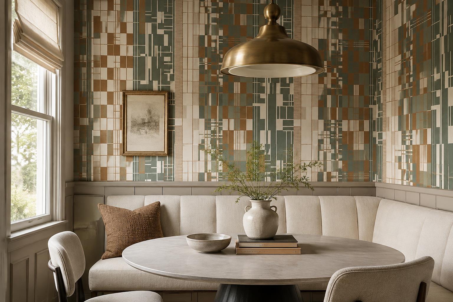 Tan And Neutral Abstract Forms Painterly Surface Wallpaper Mural Dining-room-wallpaper-murals, Peel-and-stick Finish