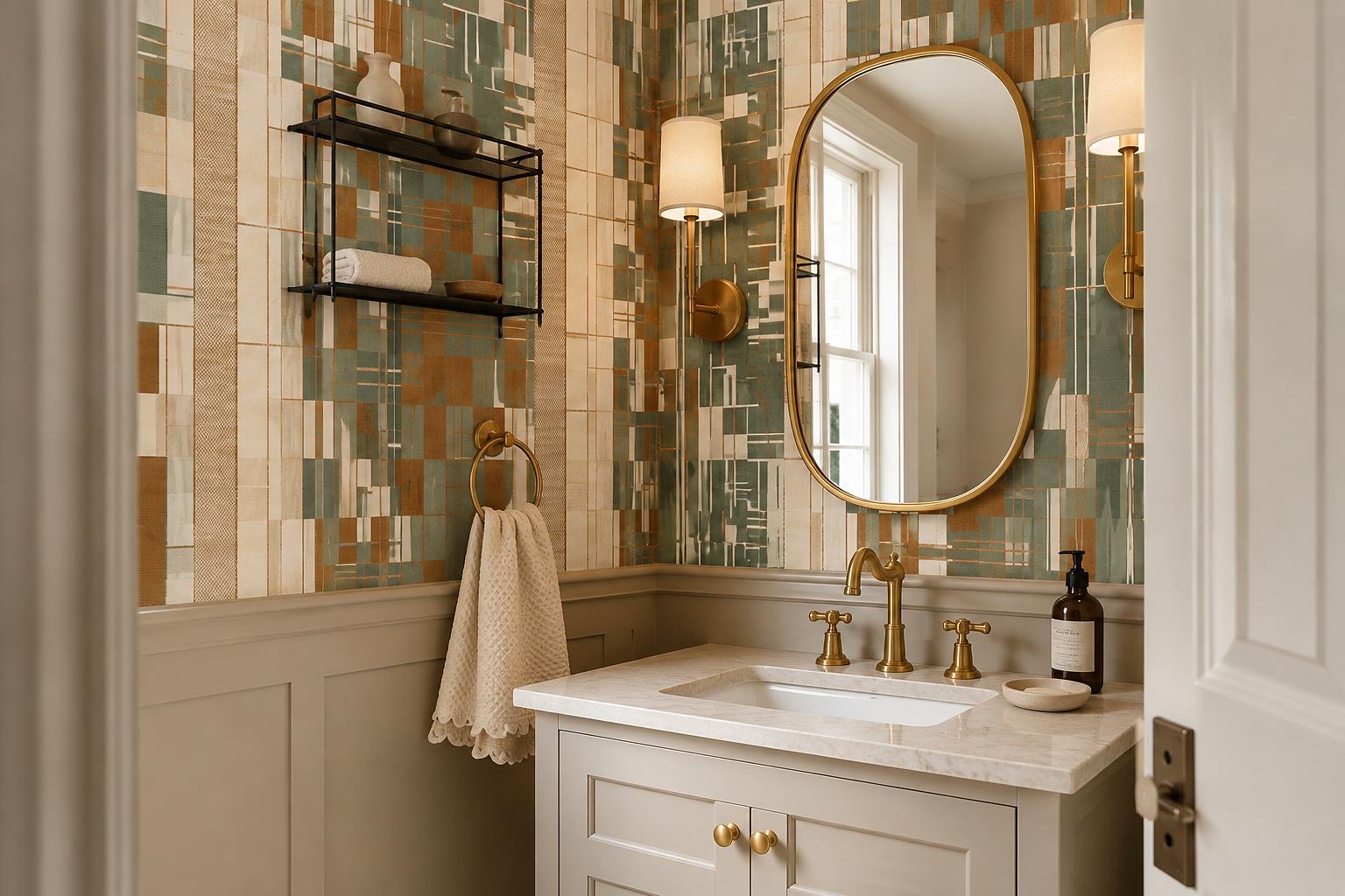 Tan And Neutral Abstract Forms Painterly Surface Wallpaper Mural Accent-wall-wallpaper-murals, Peel-and-stick Finish