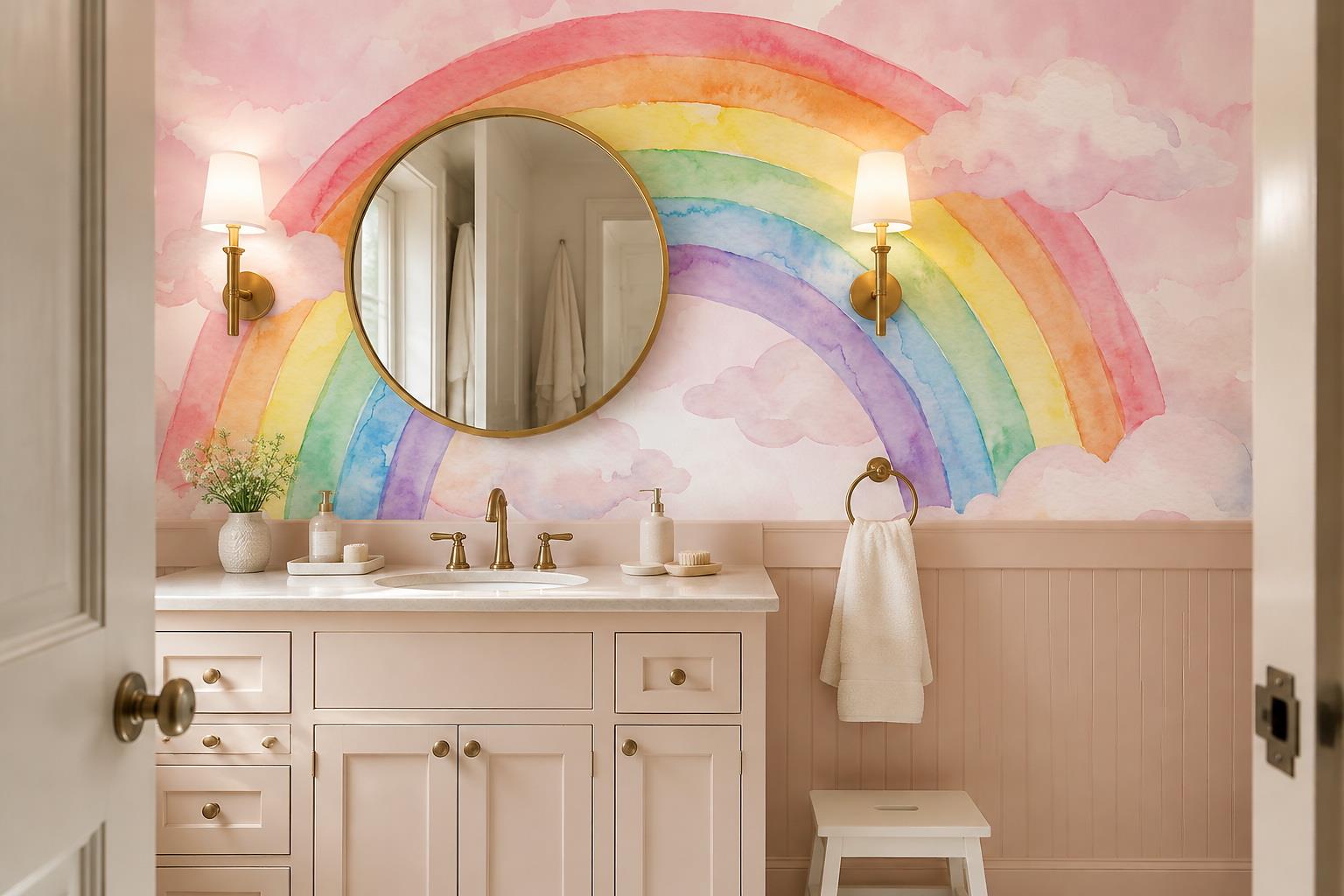 Tan And Neutral Abstract Forms Painterly Contour Wallpaper Mural Accent-wall-wallpaper-murals, Peel-and-stick Finish