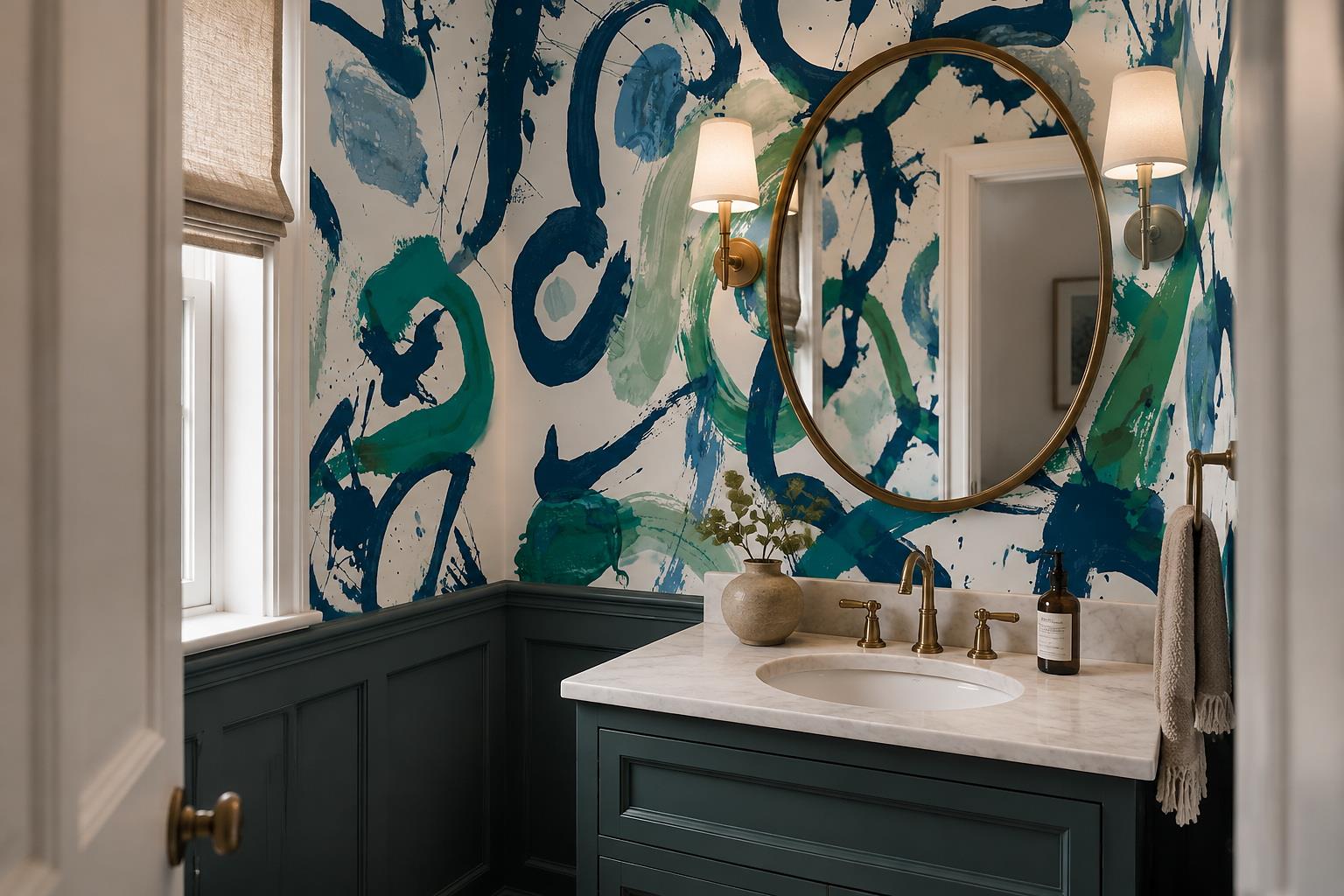 Tan And Neutral Abstract Forms Painterly Marks Wallpaper Mural Accent-wall-wallpaper-murals, Peel-and-stick Finish