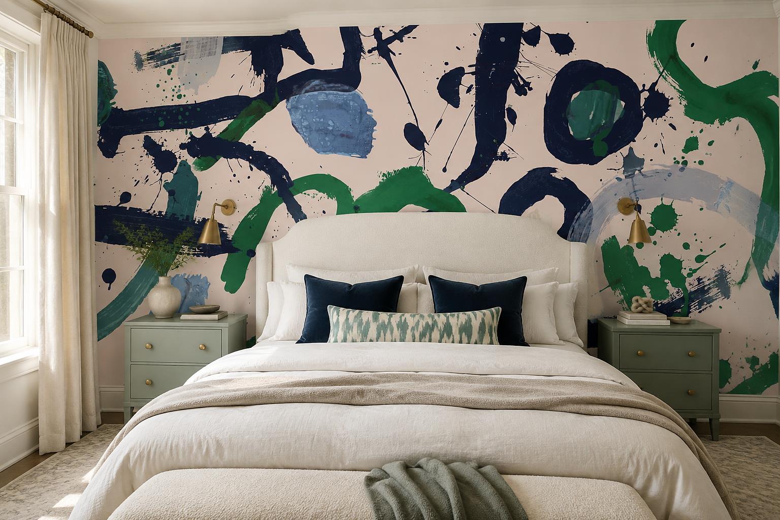 Tan And Neutral Abstract Forms Painterly Tones Wallpaper Mural Bedroom-wallpaper-murals, Peel-and-stick Finish