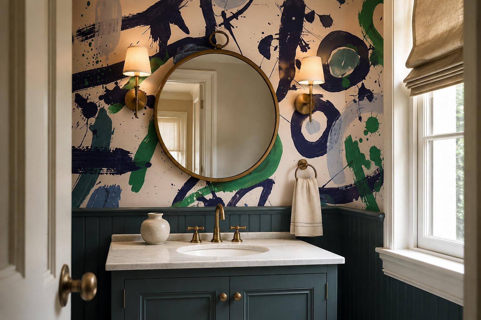 Tan And Neutral Abstract Forms Painterly Tones Wallpaper Mural Accent-wall-wallpaper-murals, Peel-and-stick Finish