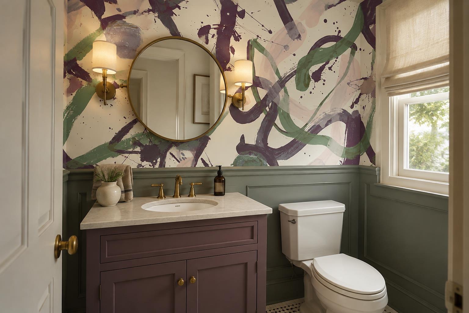 Tan And Neutral Abstract Forms Painterly Detail Wallpaper Mural Accent-wall-wallpaper-murals, Peel-and-stick Finish