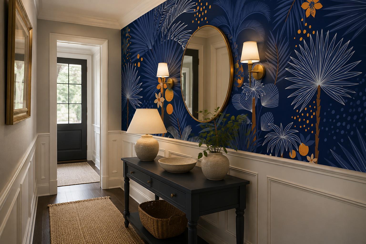 Tan And Neutral Abstract Forms Painterly Composition Wallpaper Mural Entryway-wallpaper-murals, Peel-and-stick Finish
