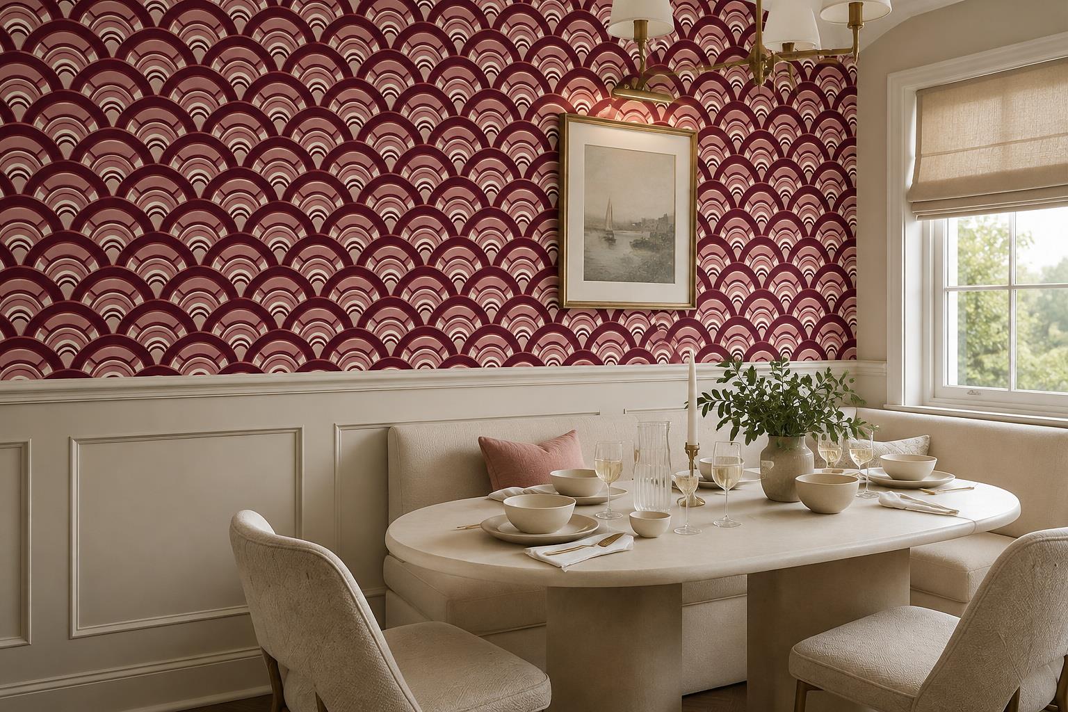 Rust Red Scallop Fan Wallpaper Mural — Wallpaper Mural Design, Peel-and-stick Finish