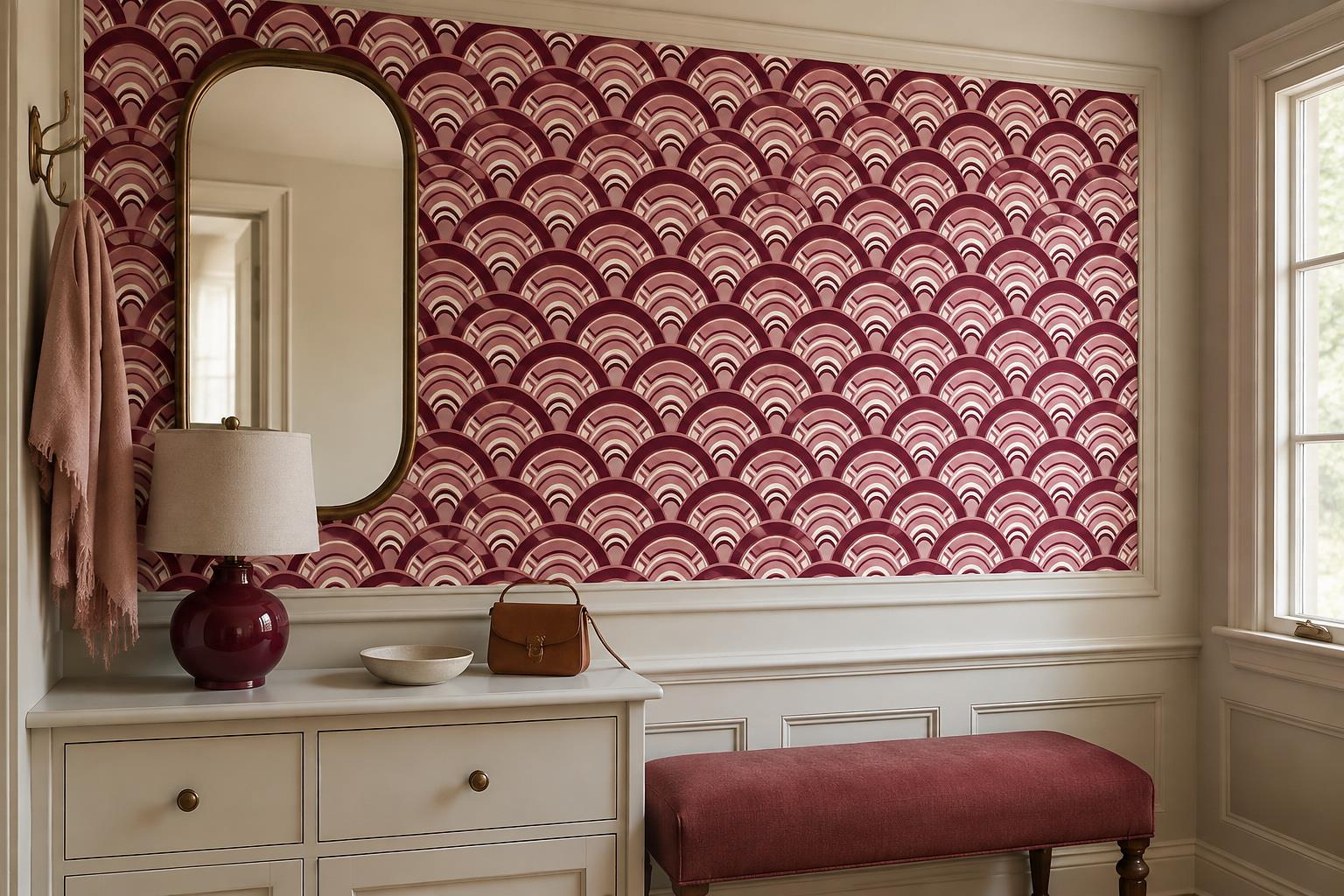 Tan And Neutral Abstract Forms Painterly Expressive Wallpaper Mural Entryway-wallpaper-murals, Peel-and-stick Finish