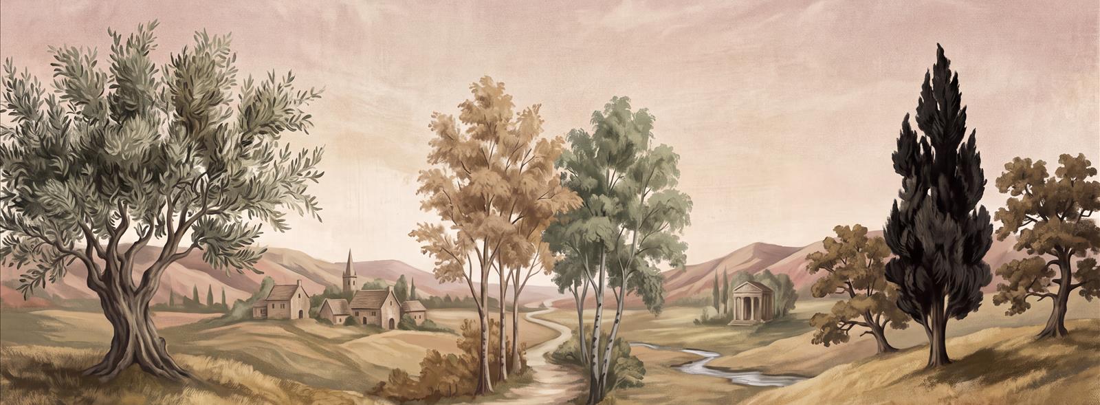 Tan And Neutral Abstract Forms Painterly Balanced Wallpaper Mural Accent-wall-wallpaper-murals, Peel-and-stick Finish