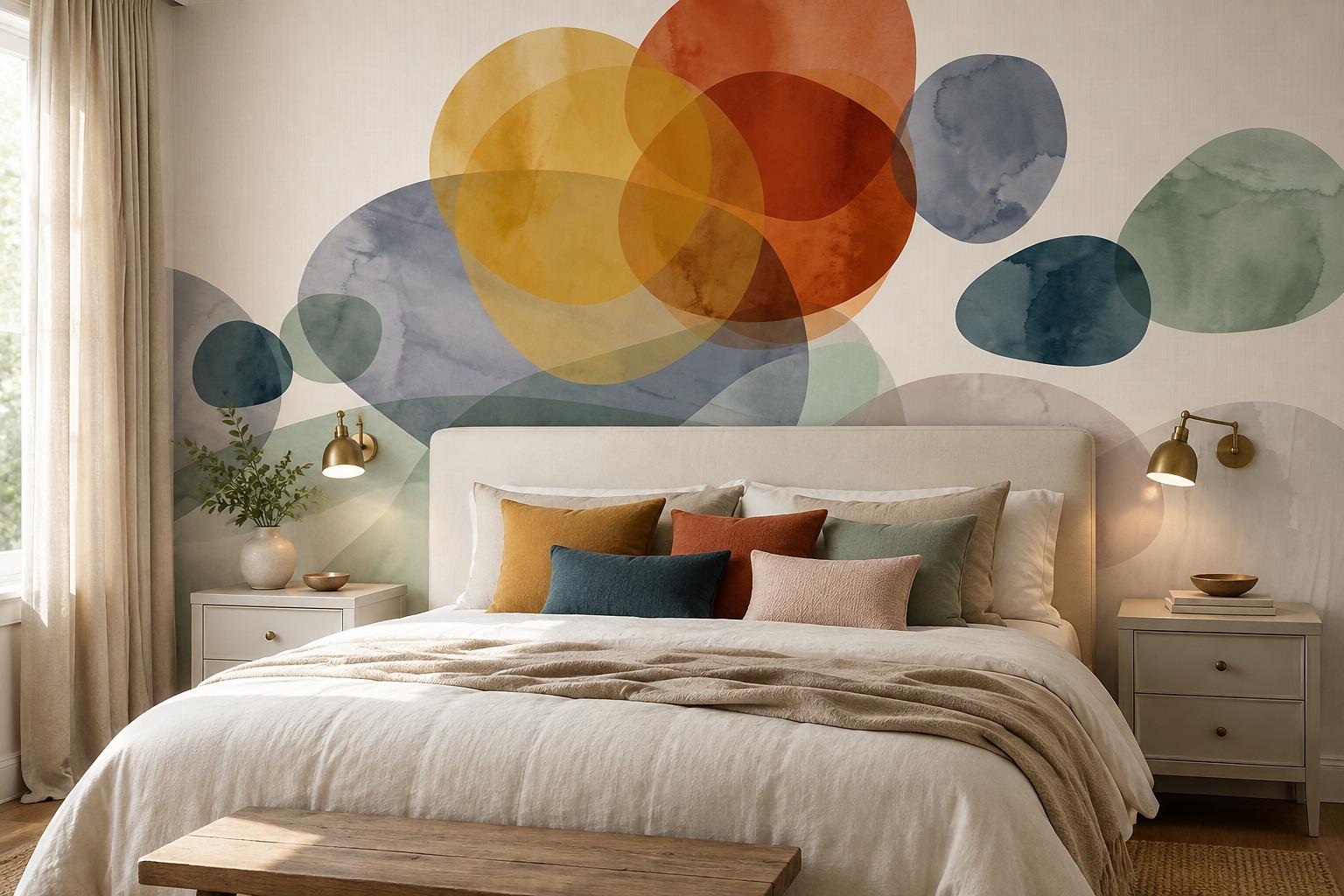 Tan And Neutral Abstract Forms Painterly Gentle Wallpaper Mural Bedroom-wallpaper-murals, Peel-and-stick Finish