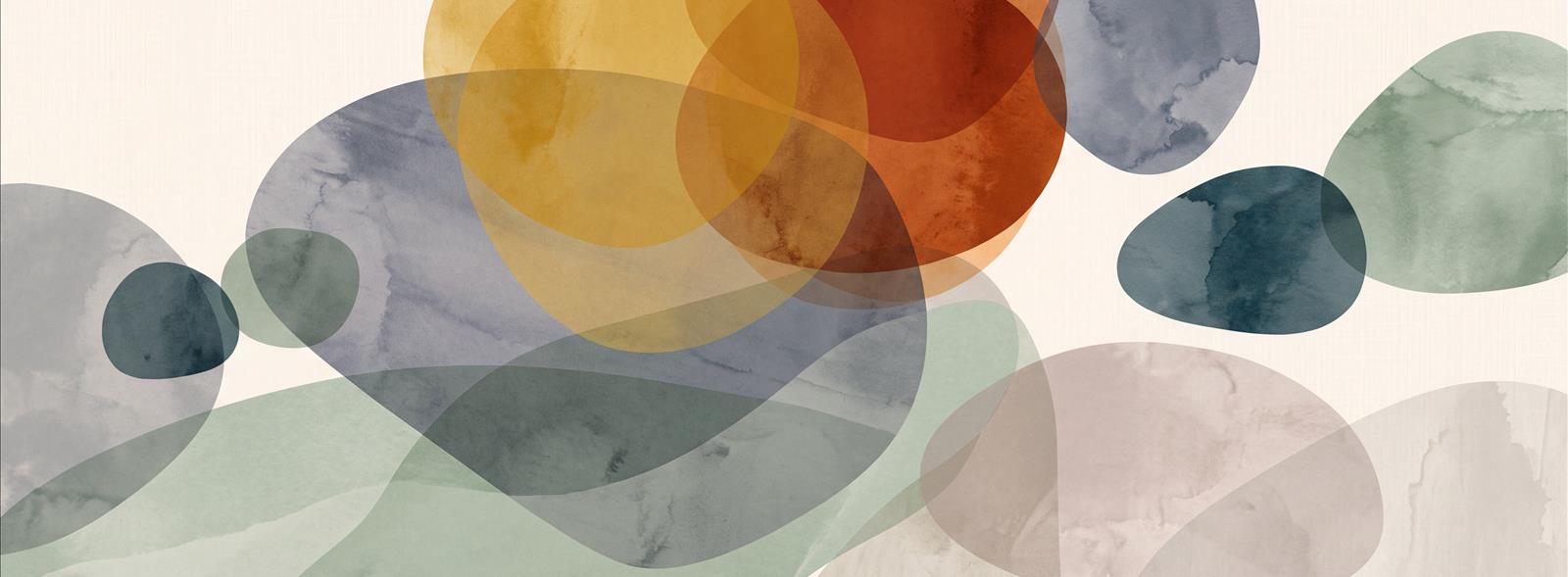 Tan And Neutral Abstract Forms Painterly Gentle Wallpaper Mural Living-room-wallpaper-murals, Peel-and-stick Finish