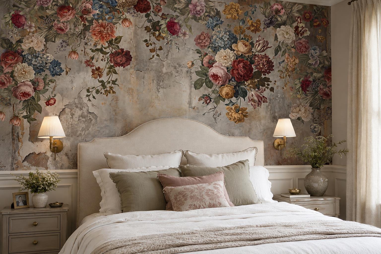 Tan And Neutral Abstract Forms Layered Atmospheric Wallpaper Mural Bedroom-wallpaper-murals, Peel-and-stick Finish