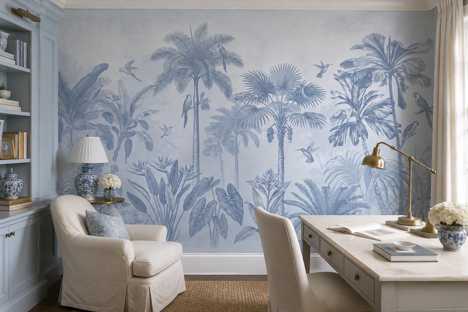 Tan And Neutral Abstract Forms Layered Graphic Wallpaper Mural Accent-wall-wallpaper-murals, Peel-and-stick Finish