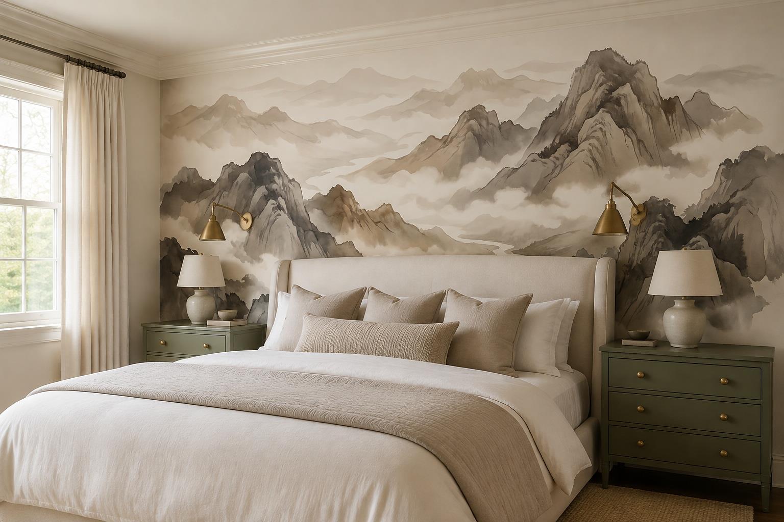 Tan And Neutral Abstract Forms Layered Composition Wallpaper Mural Bedroom-wallpaper-murals, Peel-and-stick Finish