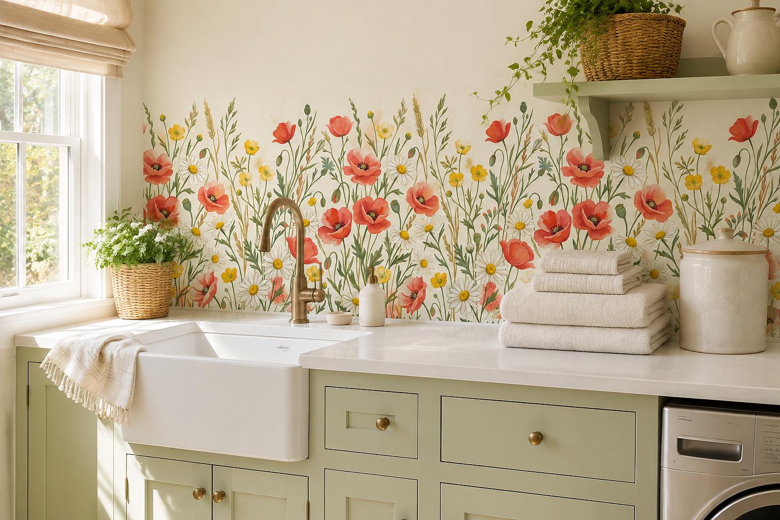 Tan And Neutral Abstract Forms Layered Soft Wallpaper Mural Accent-wall-wallpaper-murals, Peel-and-stick Finish