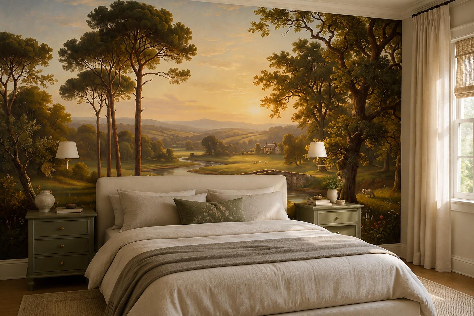 Tan And Neutral Abstract Forms Layered Bold Wallpaper Mural Bedroom-wallpaper-murals, Peel-and-stick Finish
