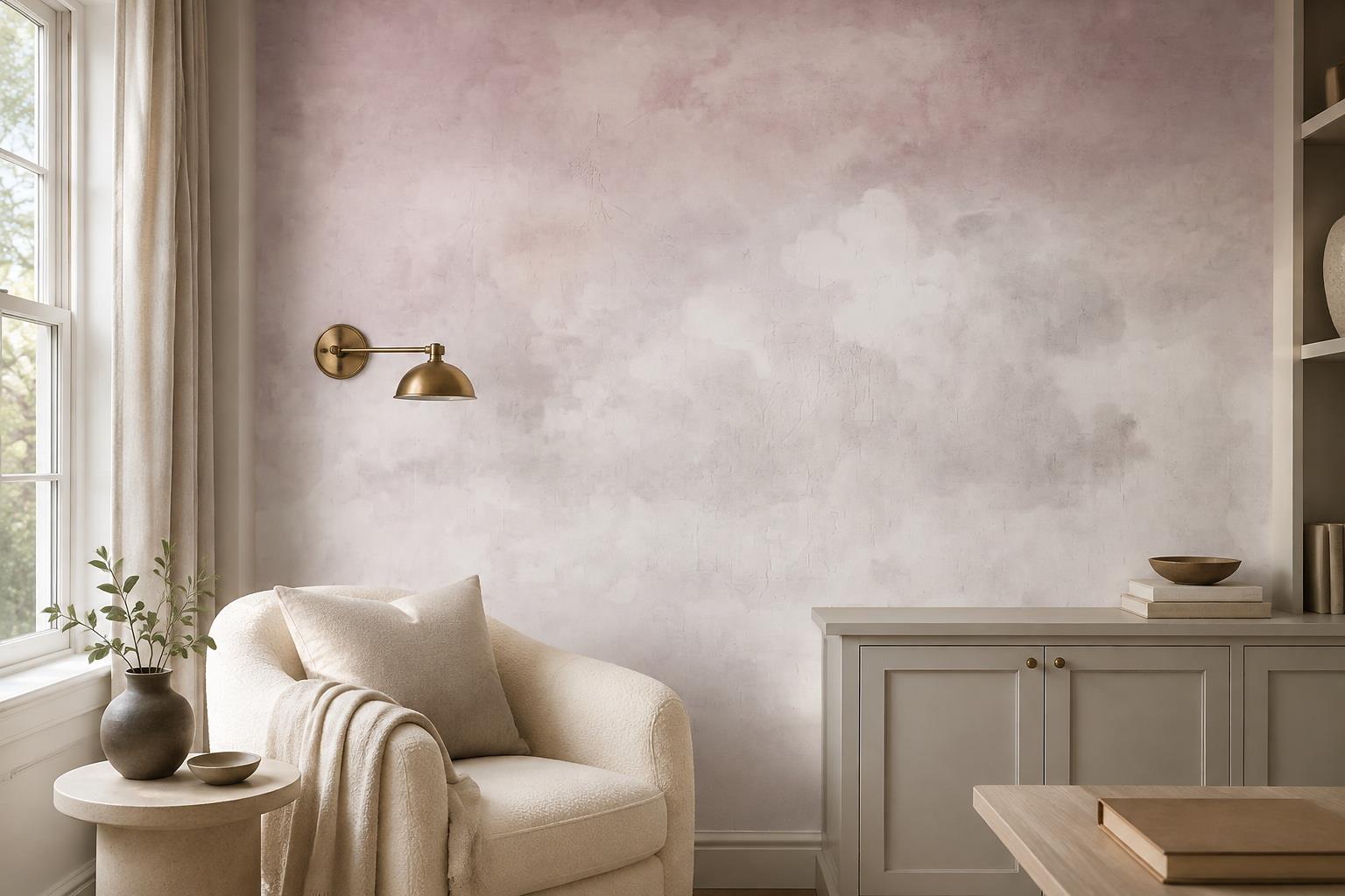 Tan And Neutral Abstract Forms Textured Organic Wallpaper Mural Accent-wall-wallpaper-murals, Peel-and-stick Finish