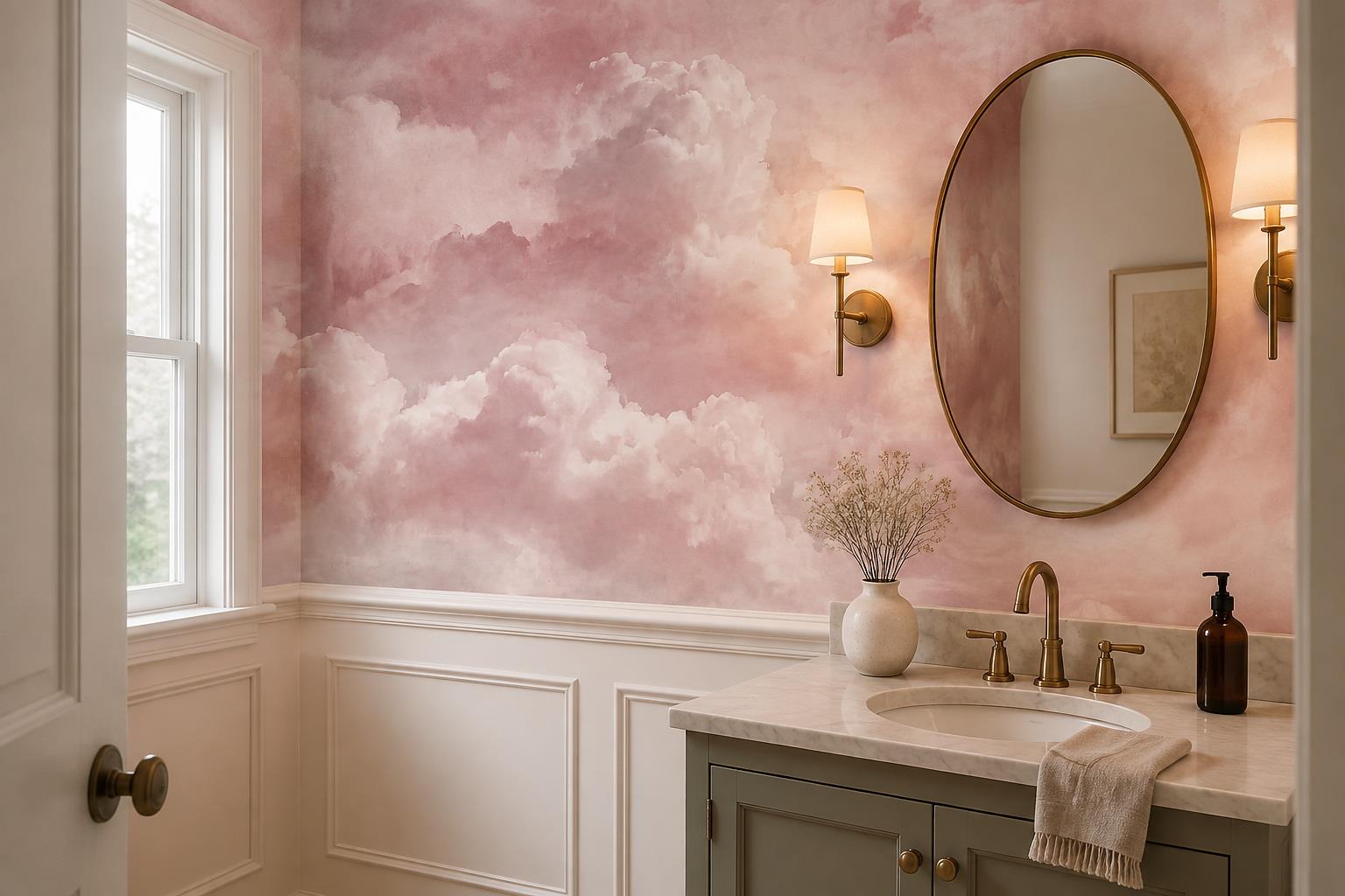 Tan And Neutral Abstract Forms Textured Atmospheric Wallpaper Mural Accent-wall-wallpaper-murals, Peel-and-stick Finish